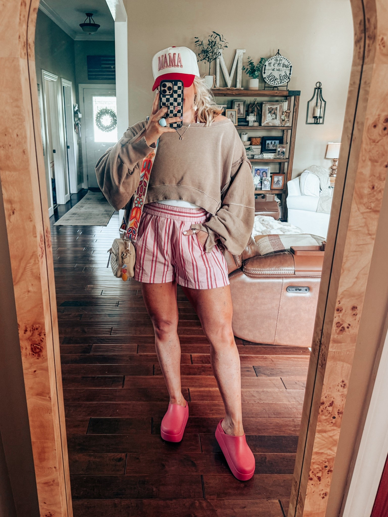 My outfit for nail day 
Pullover - small 
Tank - M/L
Shorts - M
Crocs - sized down 
Hat - save with code MANDIE15 


#LTKOver40 #LTKShoeCrush #LTKStyleTip