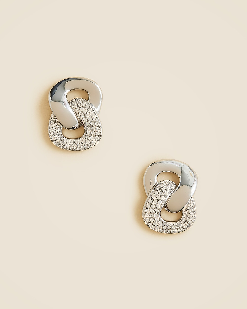 Chainlink stud earrings with pavé crystals | J. Crew US