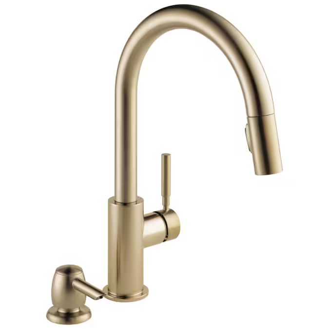 Delta Trask Champagne Bronze 1-Handle Deck-Mount Pull-Down Handle Kitchen Faucet (Deck Plate Incl... | Lowe's