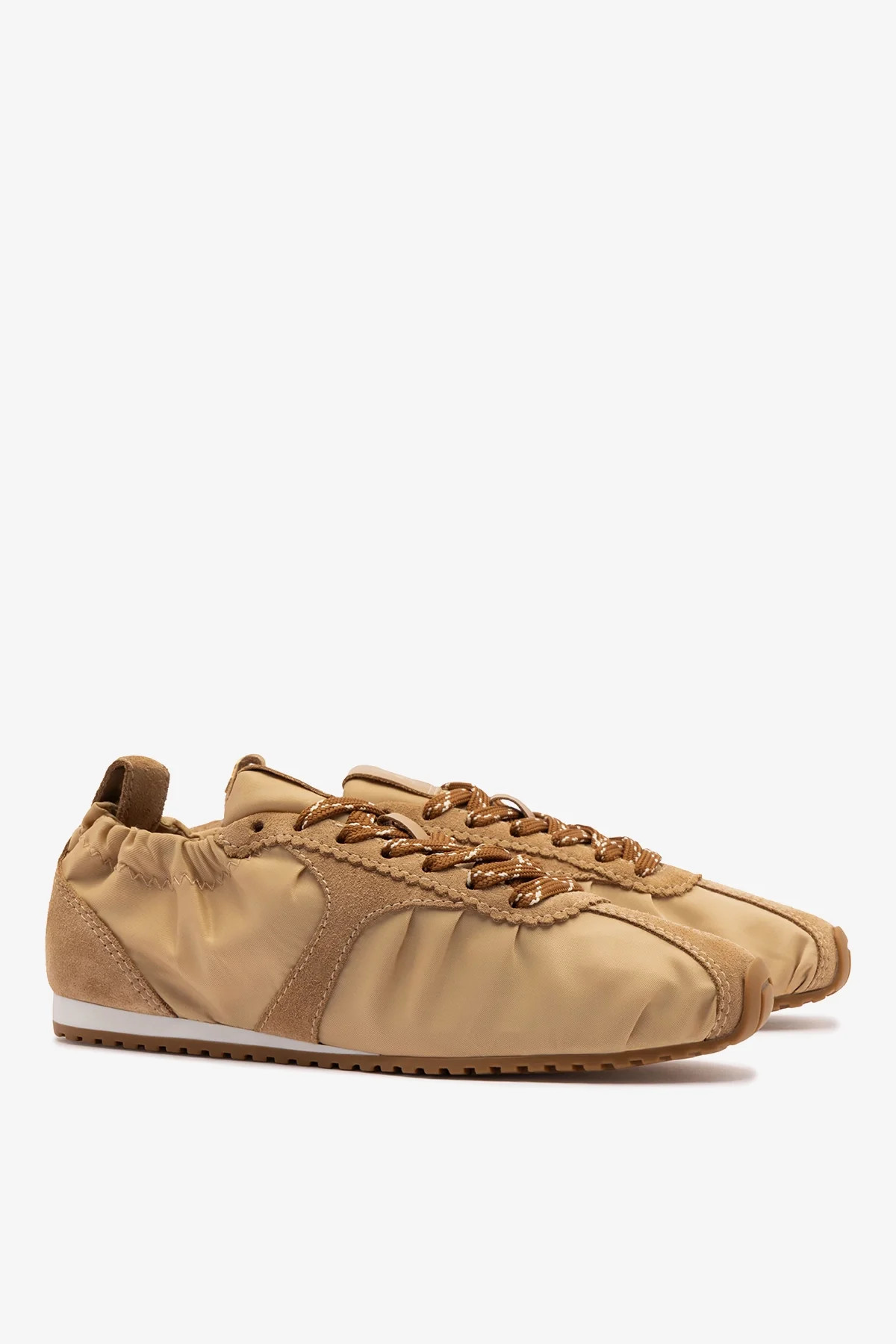Stella Lite Sneaker In Peanut Nylon and Suede | Larroude