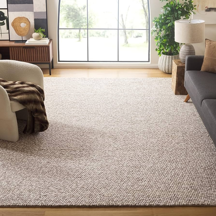SAFAVIEH Area Rug 9x12 - Natura Collection - Large - Beige, Handmade Wool Blend, Textured Design,... | Amazon (US)