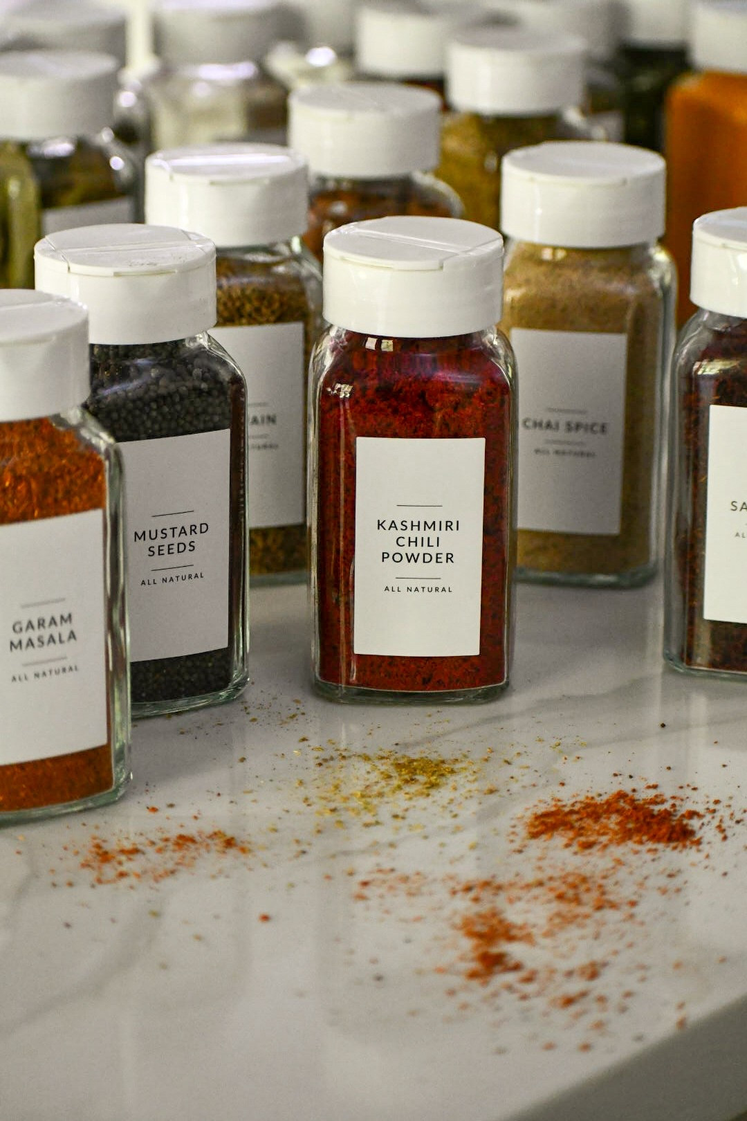 some of my favorite labels for spices, everything from Italian, Mexican Indian and American are all in this pack and they’re so easy to apply to a bottle but they’re also very durable and our waterproof

#kitchenorganization #spicedrawer 