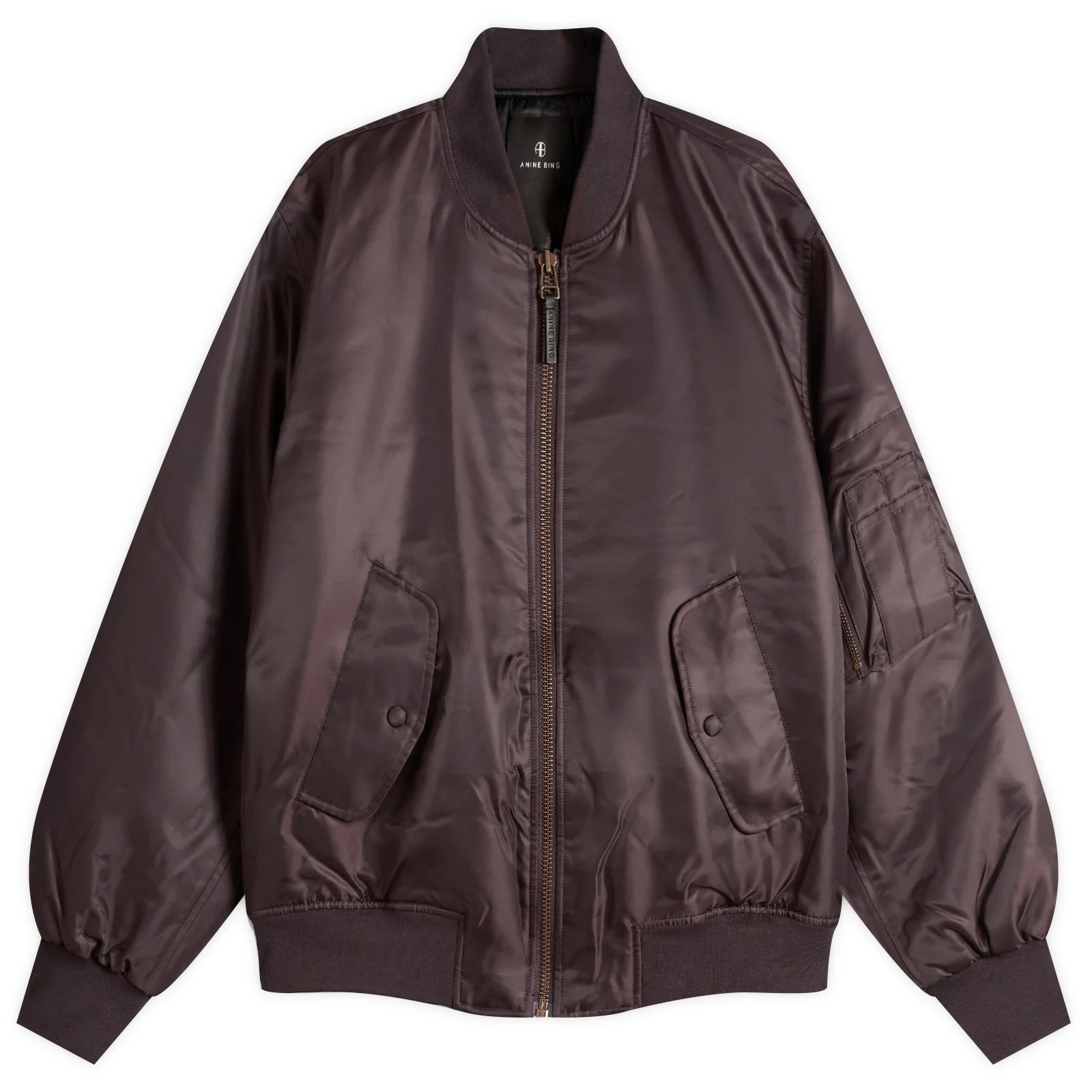 Anine Bing Women's Leon Bomber Jacket Dark Brown | END. Clothing