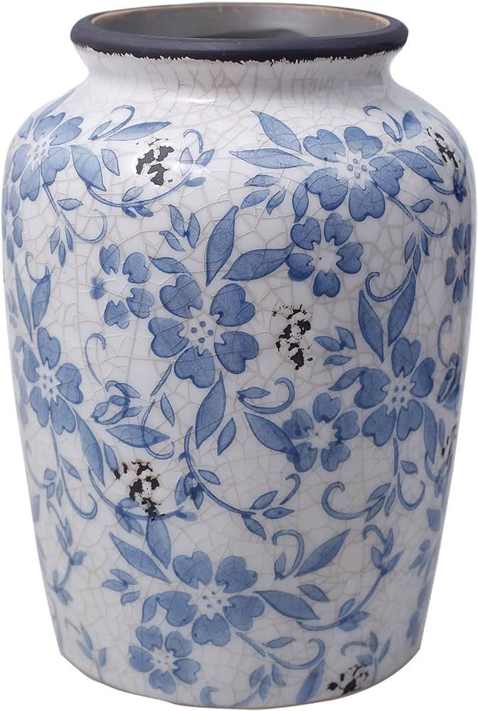 Light Blue White vase Flower Ceramic Porcelain Vintage Chinoiserie Floral French | Amazon (US)