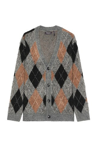 Argyle Sweater Cardigan in Grey & Black | Revolve Clothing (Global)