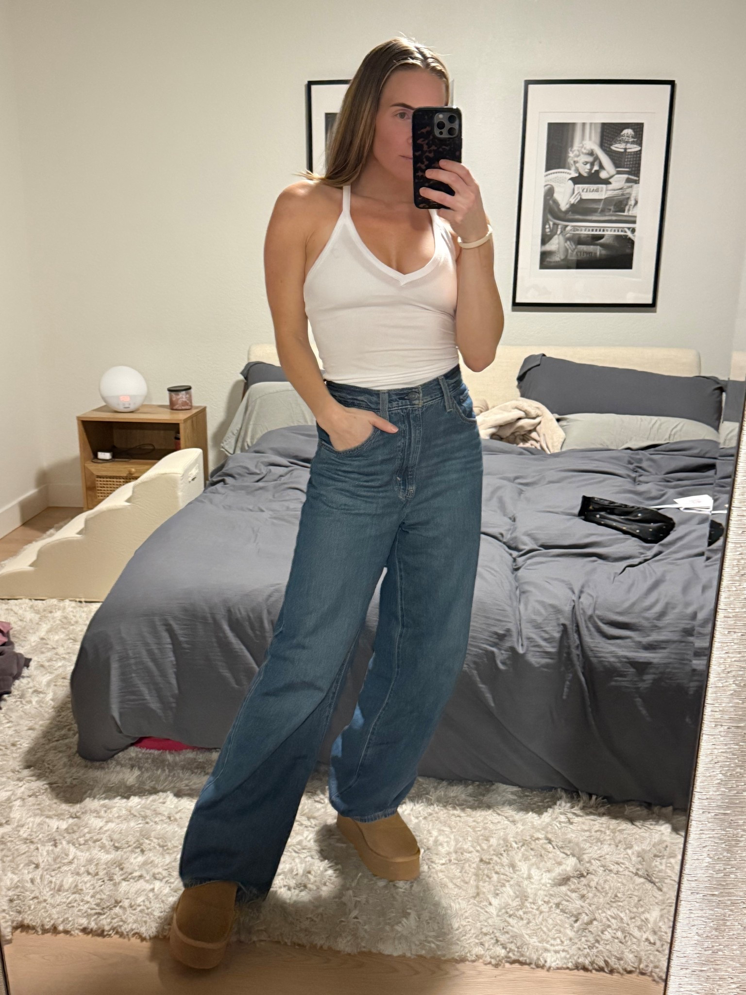 Cinch jeans and a basic tank! 

Small tank they are super stretchy 
Jeans size 27 
Boots size 8 I wear them everyday they are my inside boots and I think I also need a pair for outside because they are perfection! 

#LTKgrwm #LTKootd #LTKOver40