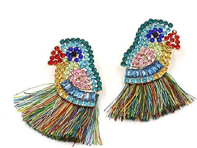 Parrot Earrings for Women, Bird Parrot Tassel Earrings for Womens, Rhinestone Parrot Dangle Earri... | Amazon (US)