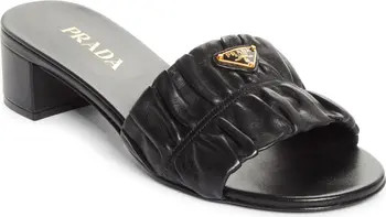 Prada Ruched Logo Sandal (Women) | Nordstrom | Nordstrom