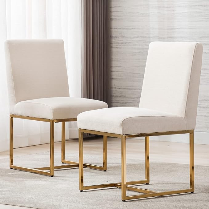 HNY Kitchen & Dining Room Chairs Set of 2, Linen Fabric Mid Century Modern Dining Chairs, Upholst... | Amazon (US)