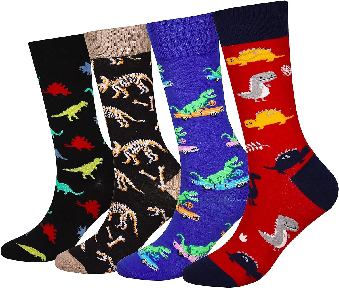 Men's 5 Packs Fun Crazy Animal Cotton Casual Crew Socks | Amazon (US)