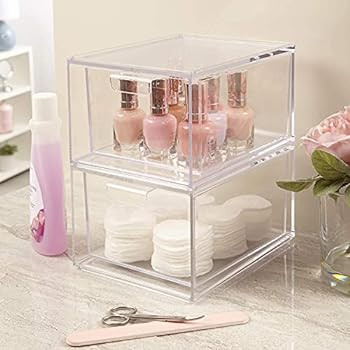 STORi Audrey Stackable Clear Plastic Organizer Drawers | 2 Piece Set | 4.5-Inches Tall | Organize... | Amazon (US)