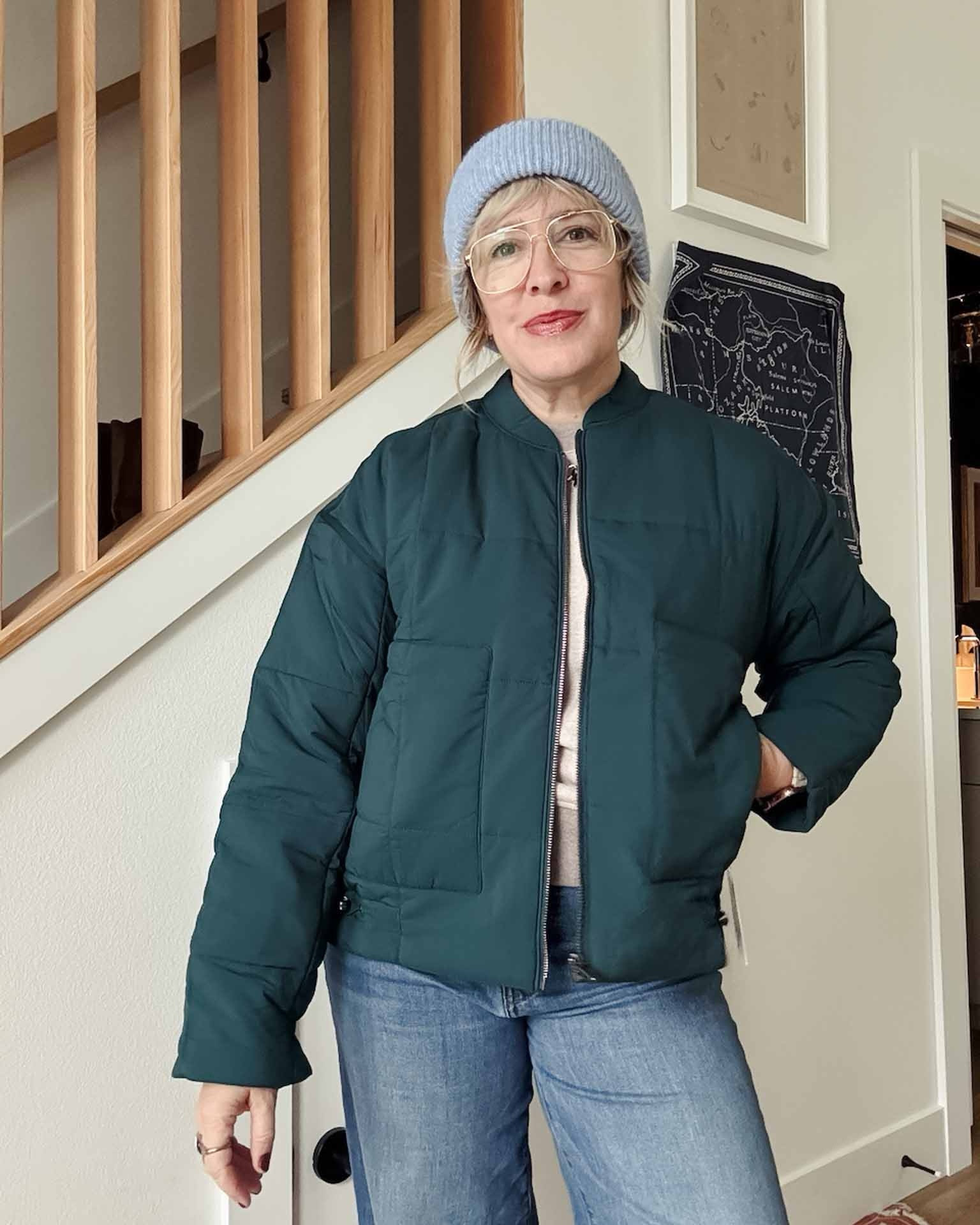 Ok so this little gem of a jacket won out as my actual favorite! I’ve loved my Pippa puffer for a couple of years, but this one might be even beter?! The color is stunning (also comes in black and ivory) and the fit is great. It’s a perfect in-between weight, not too thin not too thick (still packable) and has a little cinch option at the bottom of the jacket so you can stave out the chill if you want.