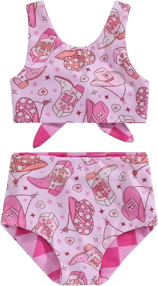 Eadrioss Toddler Baby Girl Two Piece Swimsuit Bikini Sleeveless Two Sided Print Swimwear Backless... | Amazon (US)