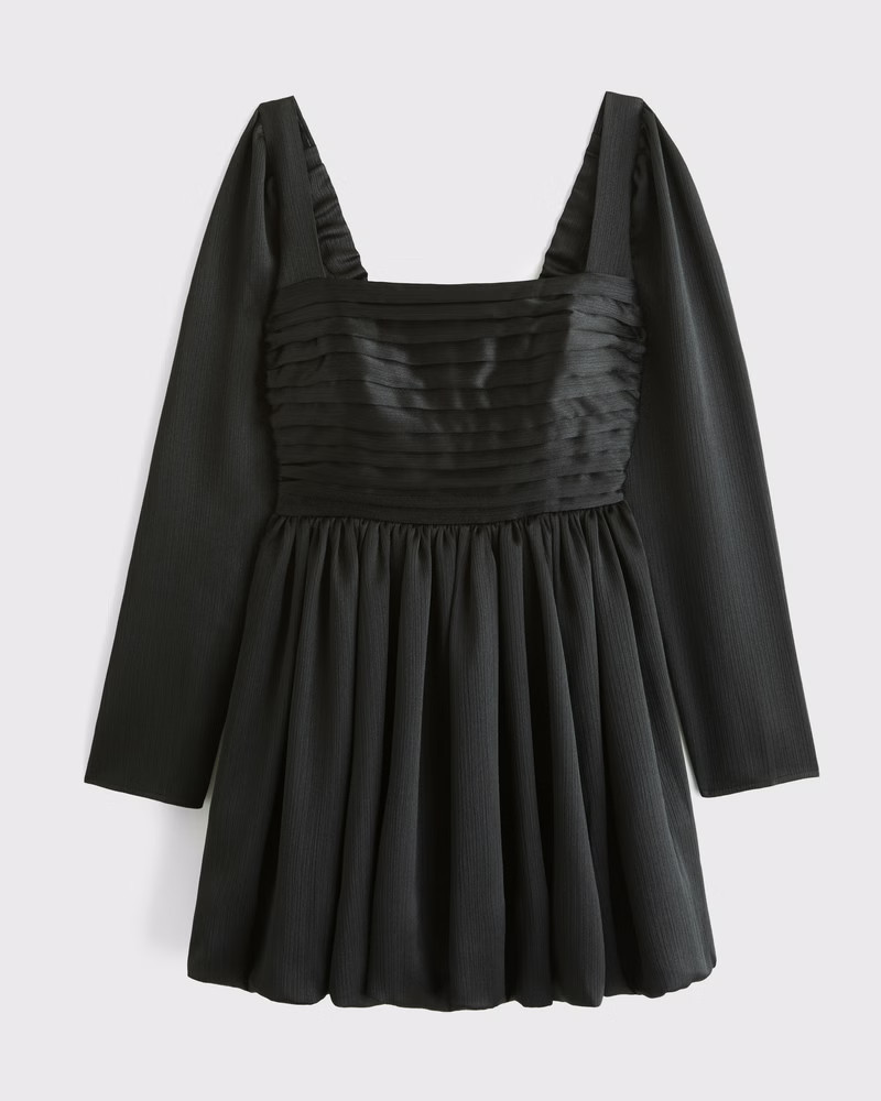 The A&F Emerson Bubble Hem Satin Mini Dress | Abercrombie & Fitch (US)