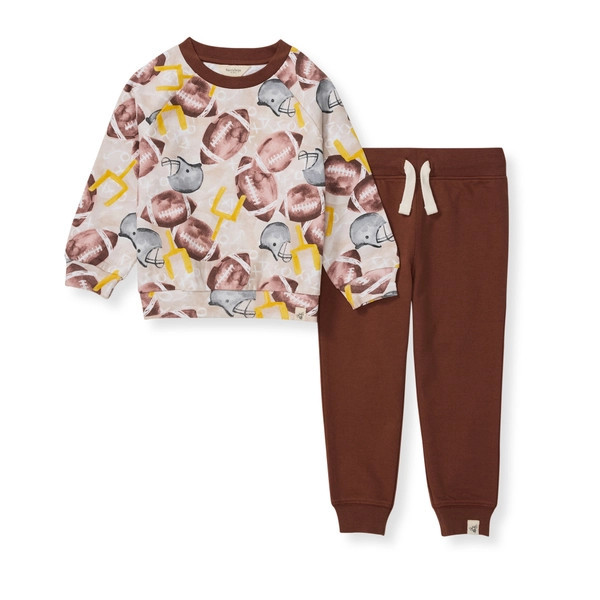 Football Season Organic Sweatshirt and Pants Set | Burts Bees Baby