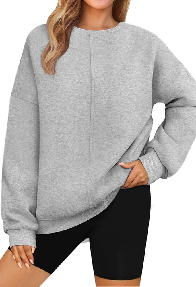 MEROKEETY Women's Oversized Fleece Pullover Sweatshirts Crewneck Long Sleeve Tunic Sweaters 2024 ... | Amazon (US)