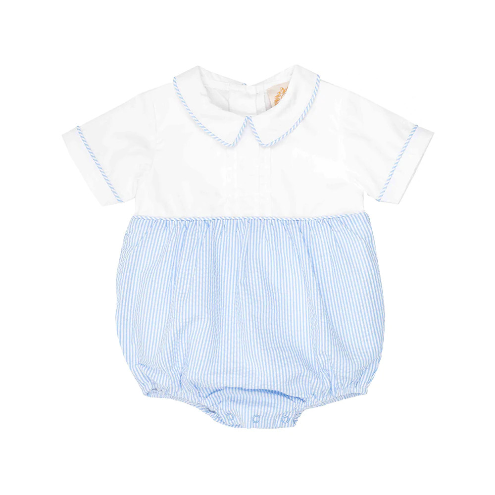 Bradford Bubble - Worth Avenue White with Breakers Blue Seersucker | The Beaufort Bonnet Company