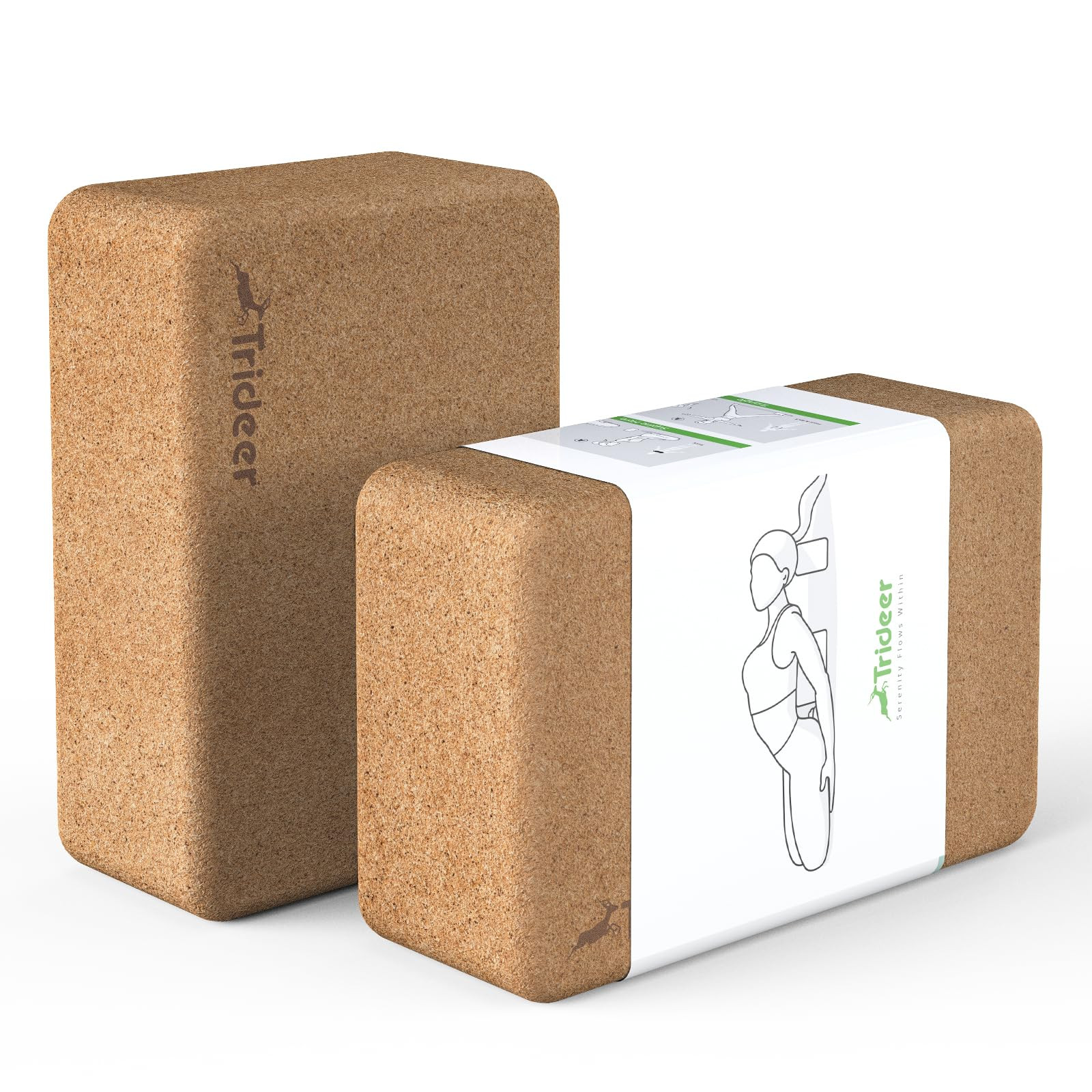 Trideer Cork Yoga Blocks, 2 Pack Natural Cork Blocks, High Density with Non Slip Surface, Eco-Fri... | Amazon (US)