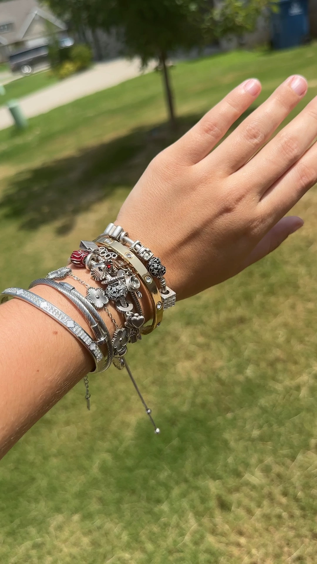 Bracelet Stack including Pandora Charm Bracelet  