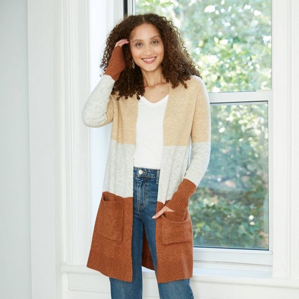 Women's Colorblock Open-Front Cozy Cardigan - A New Day™ | Target