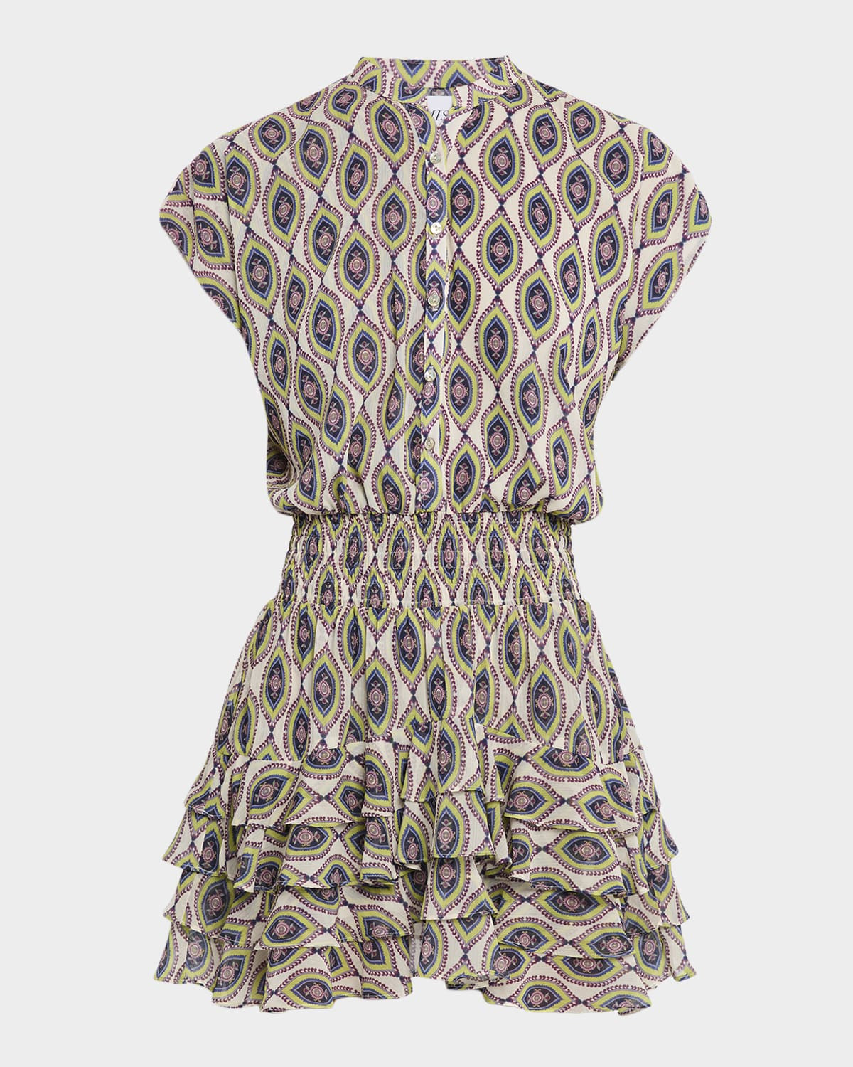 Evie Mosaic Eye Chiffon Mini Dress | Neiman Marcus