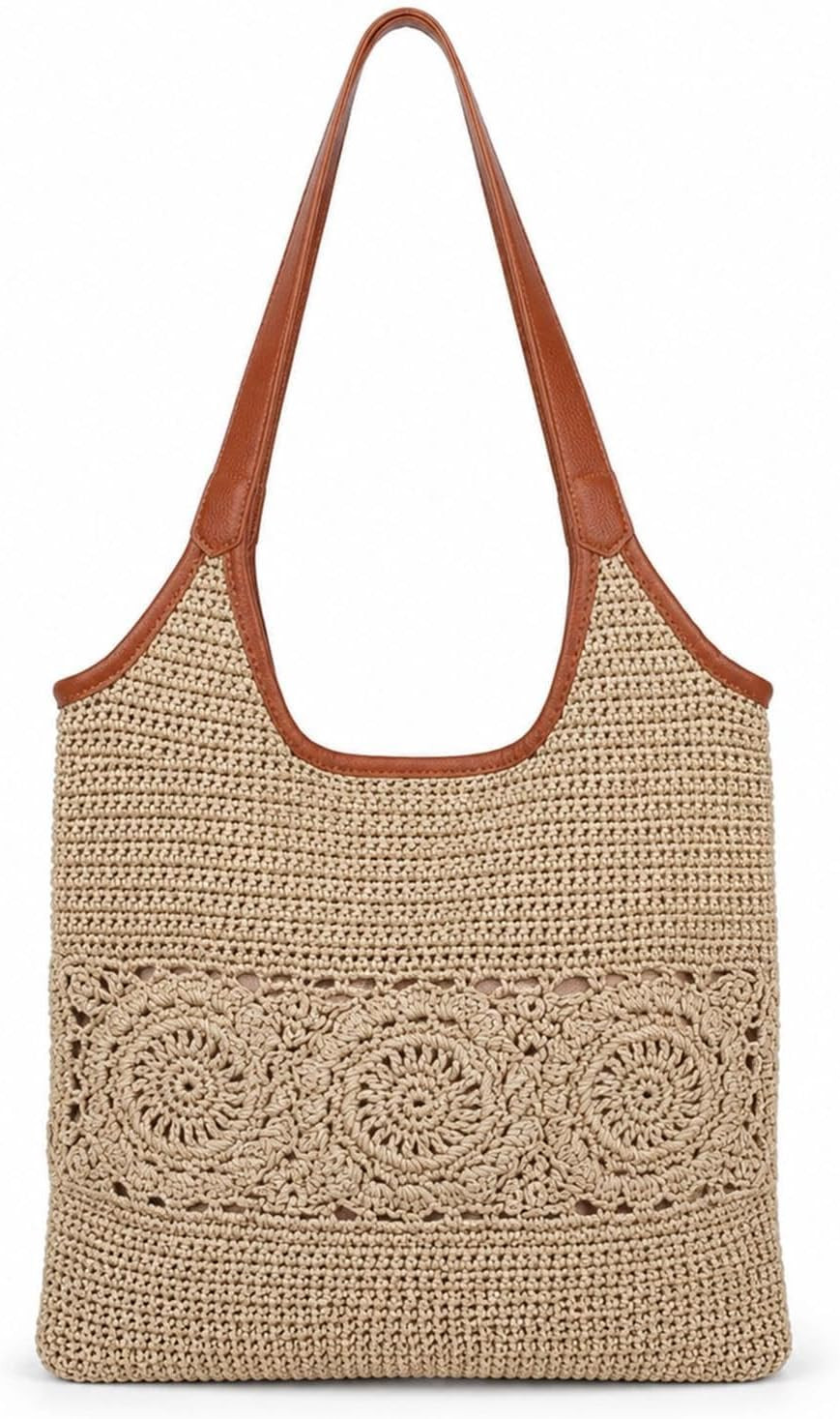 Eiyye Crochet Tote Bag for Women Handmade Hobo Purse Boho Shoulder Bag | Amazon (US)