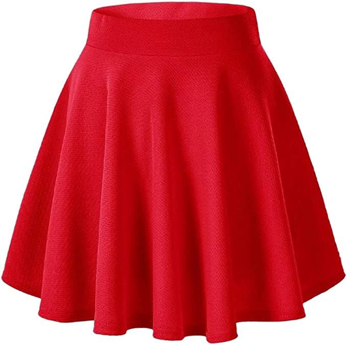 Afibi Casual Mini Stretch Waist Flared Plain Pleated Skater Skirt | Amazon (US)