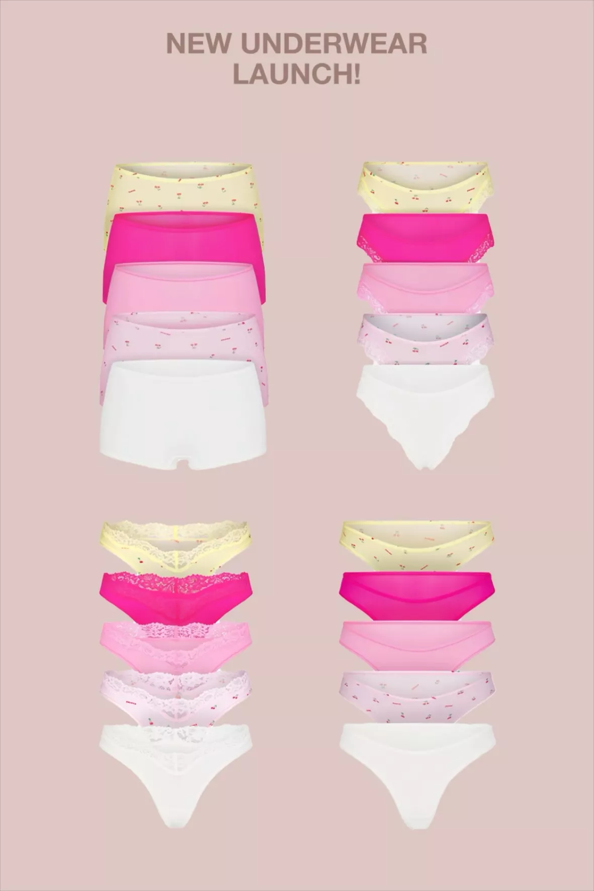 Modern female panties collection for week. Cute colorful weekly
