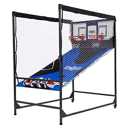 Hall of Games Premium Arcade Cage Basketball Game with Steel Frame and Polycarbonate Backboard, Dual Shot LED Scoring with 6 Size 8.5 Inch Basketballs | Amazon (US)