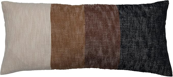 Creative Co-Op Modern Decorative Woven Cotton Lumbar Neutral Color Block Design Pillow, Multicolo... | Amazon (US)