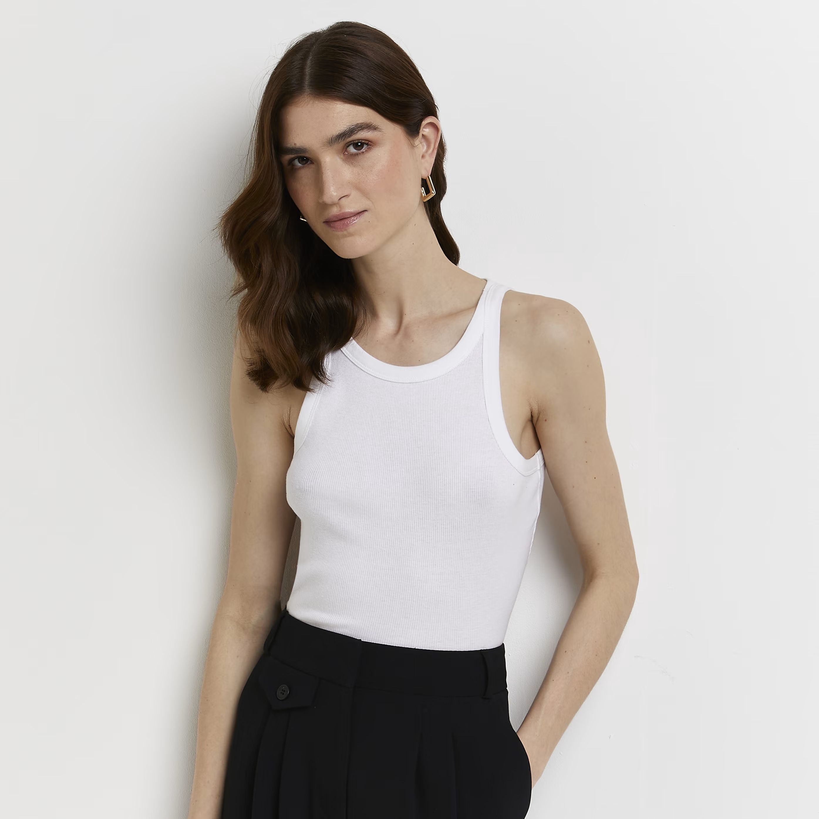 River Island Womens White racer vest top | River Island (UK & IE)