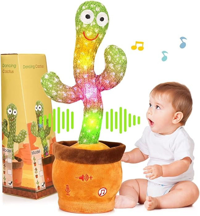Volume Adjustable Dancing Talking Cactus, Singing Repeating Recording Mimicking Cactus Baby Toys,... | Amazon (US)