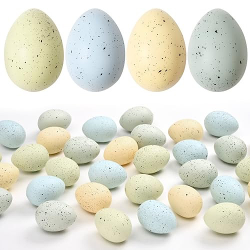 Waipfaru 32 Pcs Easter Eggs, Plastic Easter Decorations, Speckled Easter Table Decor, Easter Centerpiece Table Decorations for Indoor Outdoor Home Vase Filler Basket Spring Party DIY | Amazon (US)