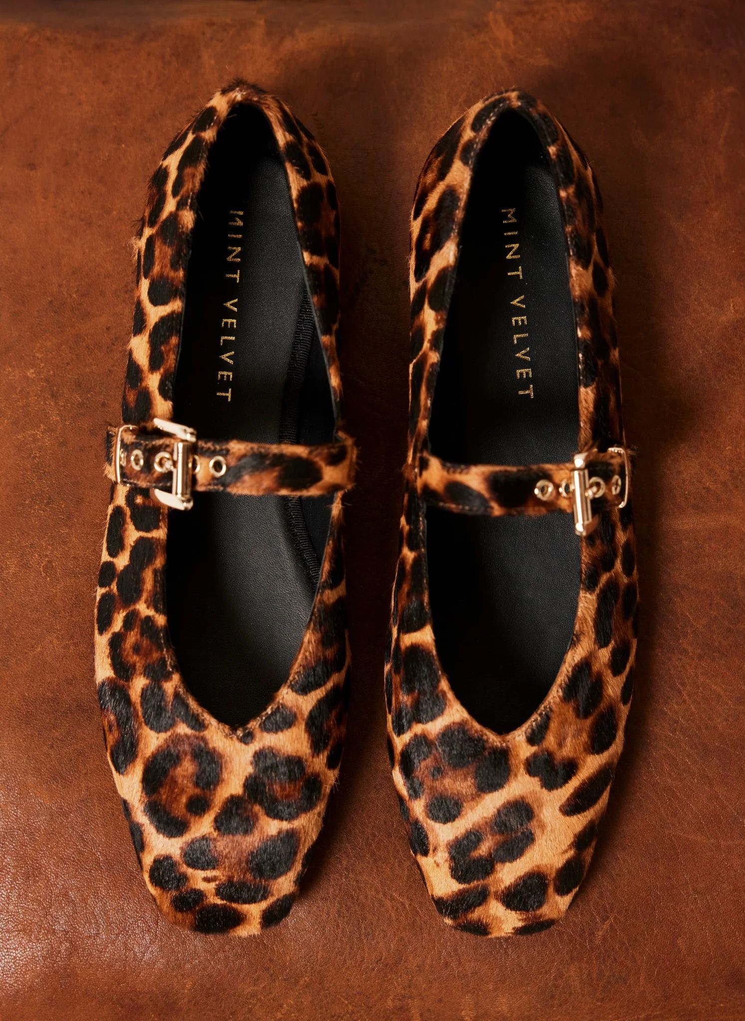 Leopard Print Textured Ballet Pumps | Mint Velvet