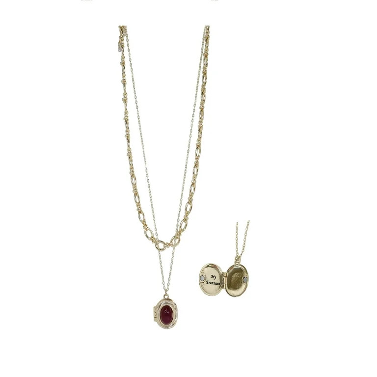 Time and Tru Goldtone 2 Row Multi Length Necklace with "Believe" Locket, 2 Pieces | Walmart (US)