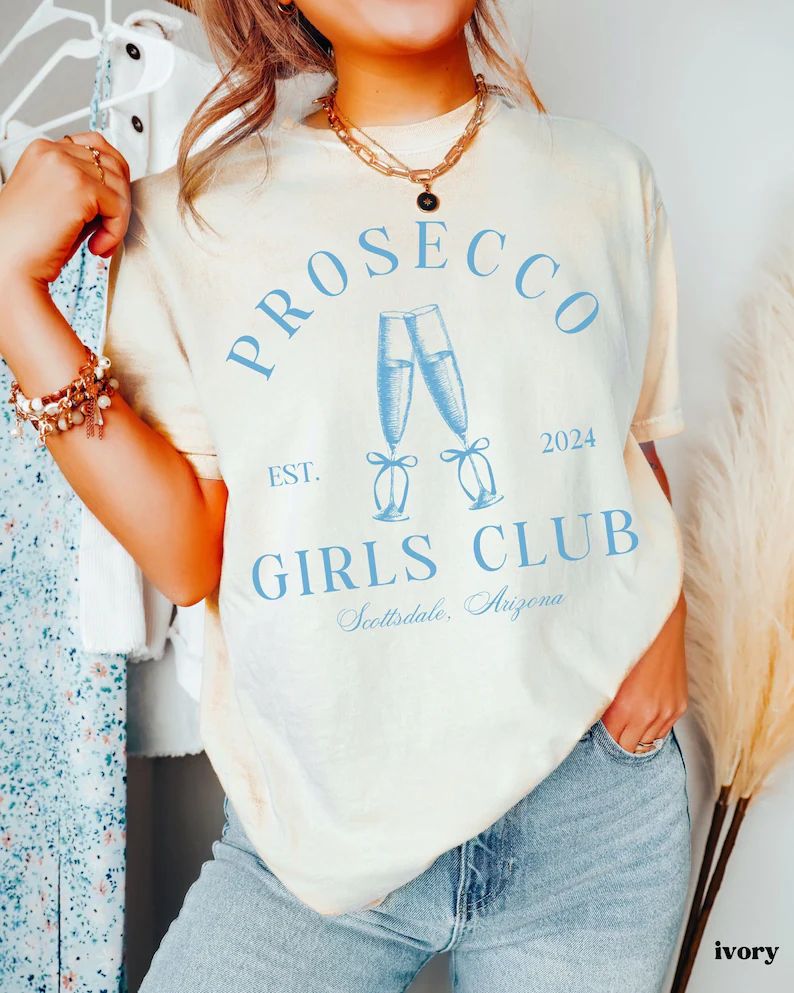 Prosecco Girls Club Custom Bachelorette Party Favors, Wine Bachelorette, Champagne Shirt, Prosecc... | Etsy (US)