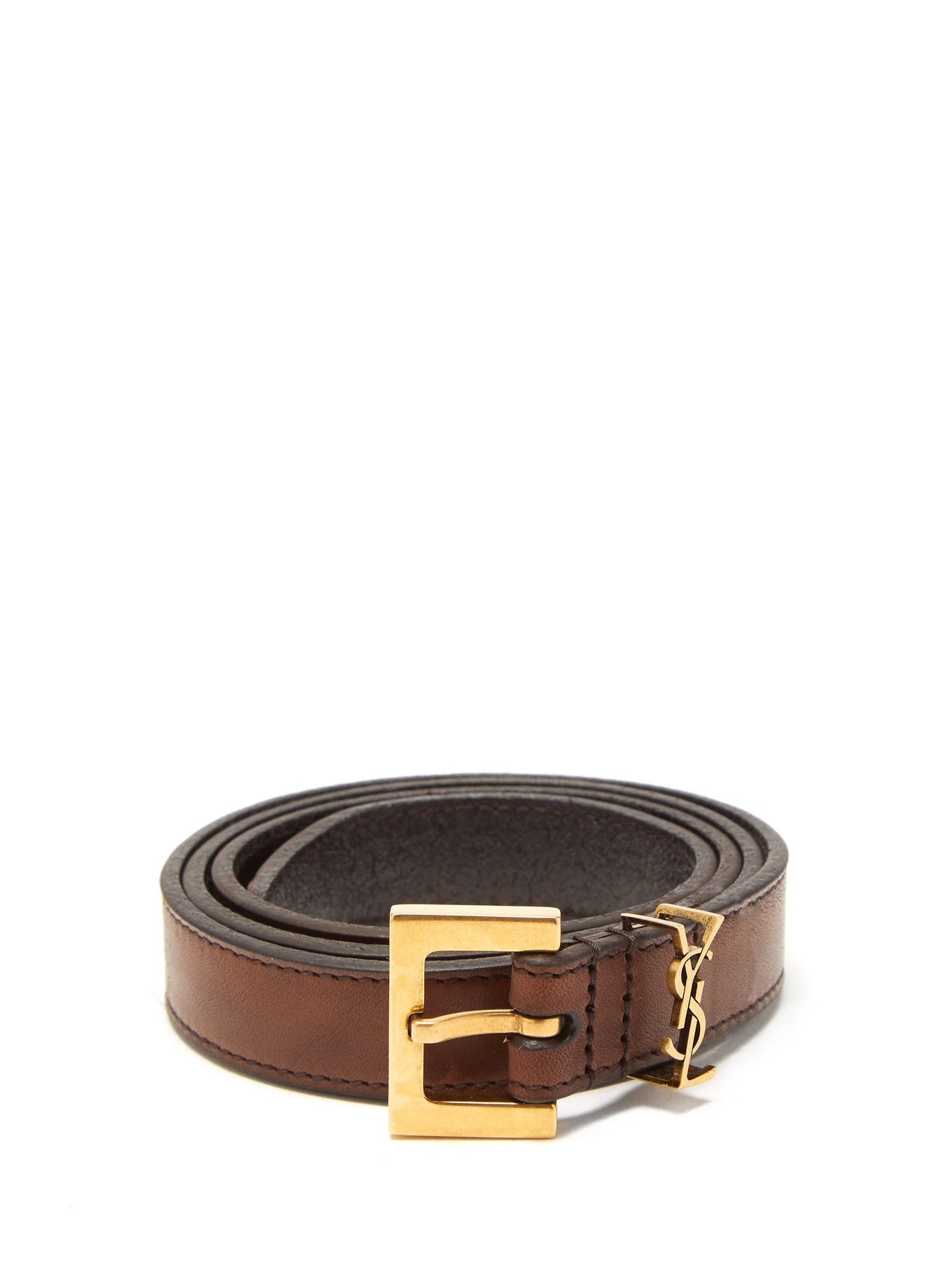 Logo-plaque leather belt | Saint Laurent | Matches (US)