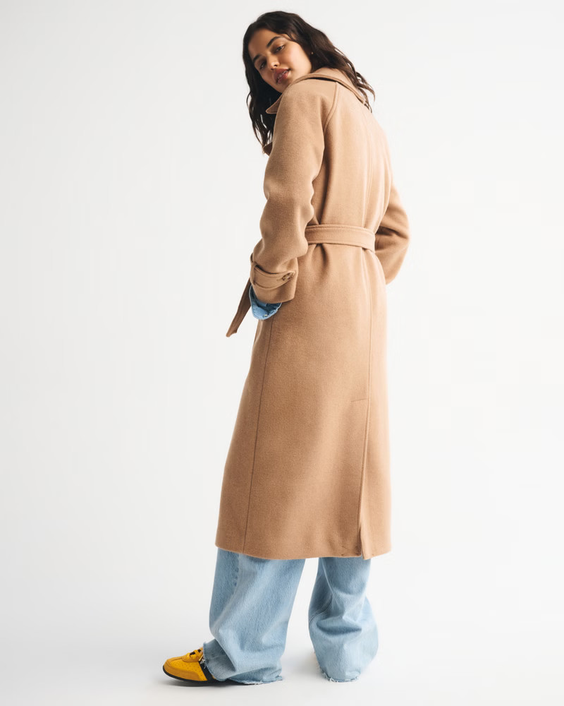 A&F Carrie Wool-Blend Trench Coat | Abercrombie & Fitch (US)