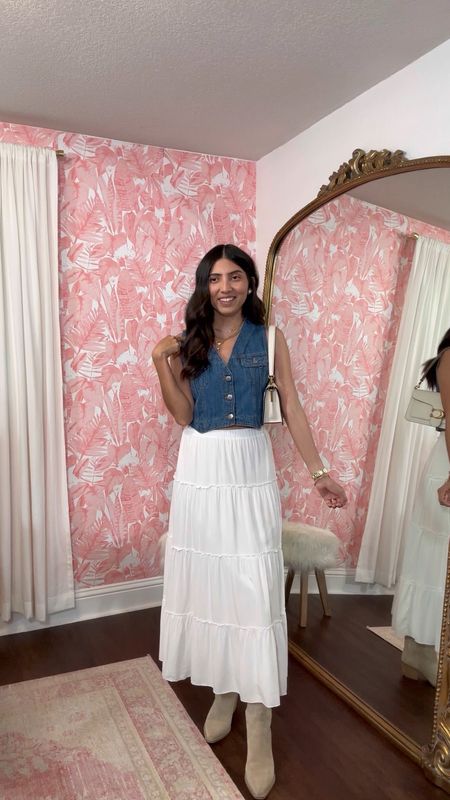 white maxi skirt outfits 

comment “shop” for direct links + sizing (also everything is always linked in my bio) 

#springoutfit #maxiskirt #springfashion #stylereel #denimvest 

#LTKstyletip