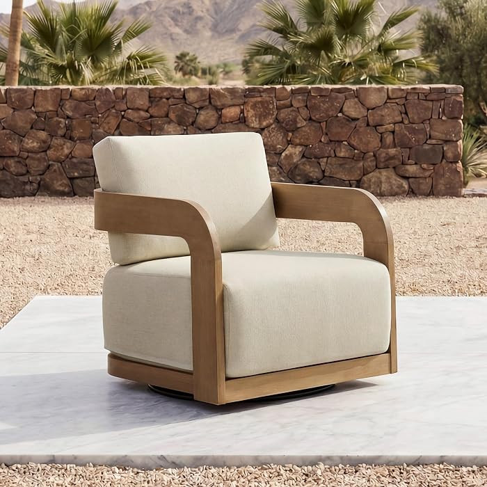 CHITA Eucalyptus 360 Patio Swivel Chair, Outdoor Chair with 7.7" Cushion | Amazon (US)