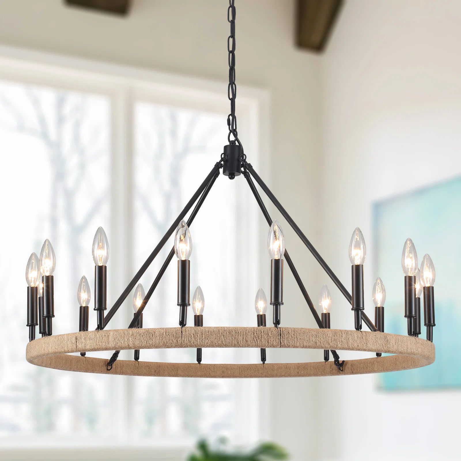 Katenia 16 - Light Dimmable Wagon Wheel Chandelier | Wayfair North America