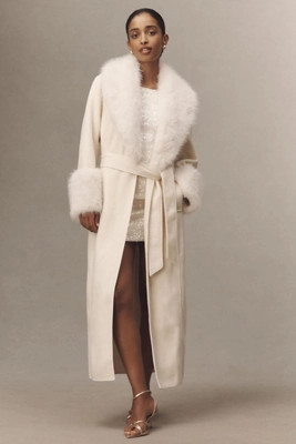 Elliatt Aria Faux Fur Trim Belted Coat | Anthropologie (US)