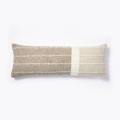 Oversize Woven Wool Cotton Lumbar Throw Pillow Brown/Cream - Threshold&#8482; designed with Studi... | Target