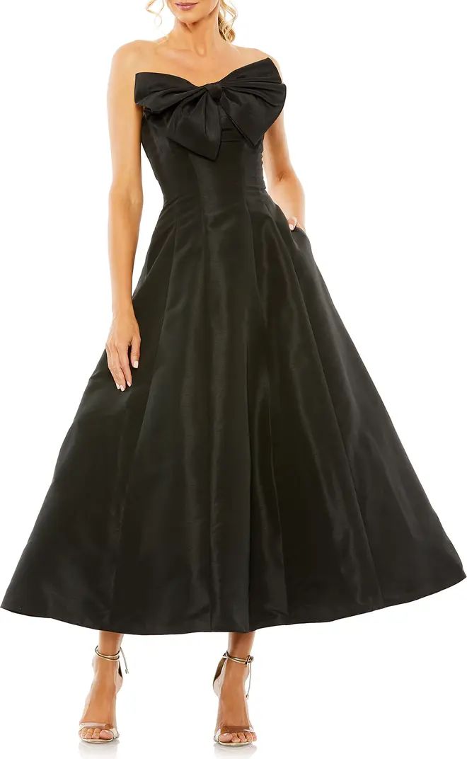Bow Front Strapless Taffeta A-Line Gown | Nordstrom