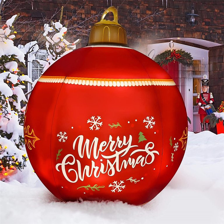 Light Up PVC Inflatable Christmas Ball - 24 Inch Large Outdoor Blow up Decorated Ball Christmas D... | Walmart (US)