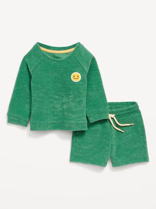 Unisex Textured Terry-Fleece Sweatshirt & Shorts Set for Baby | Old Navy (US)