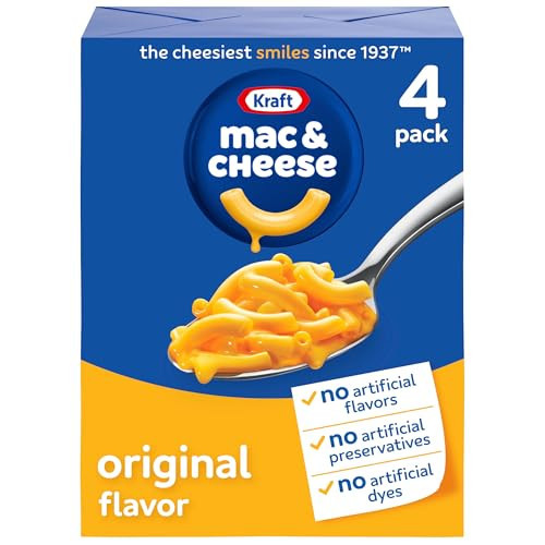 Kraft Mac and Cheese, 4 Boxes, for Easy Dinner or Dinner Sides, Original Flavor, No Artificial Flavors, Preservatives or Dyes, 7.25 oz | Amazon (US)