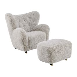 Flemming Lassen The Tired Man Lounge Chair & Footstool in Genuine Sheepskin | Eternity Modern