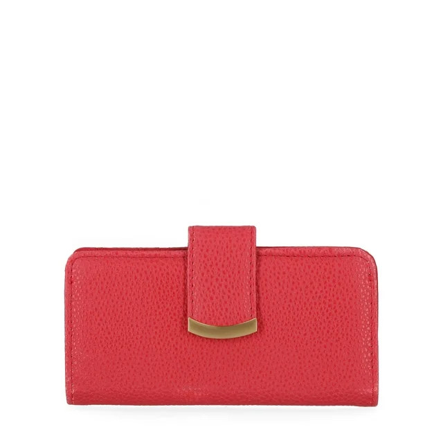 Time and Tru Women's Alexandra Slim Tab Wallet Vinyl Solid Red | Walmart (US)