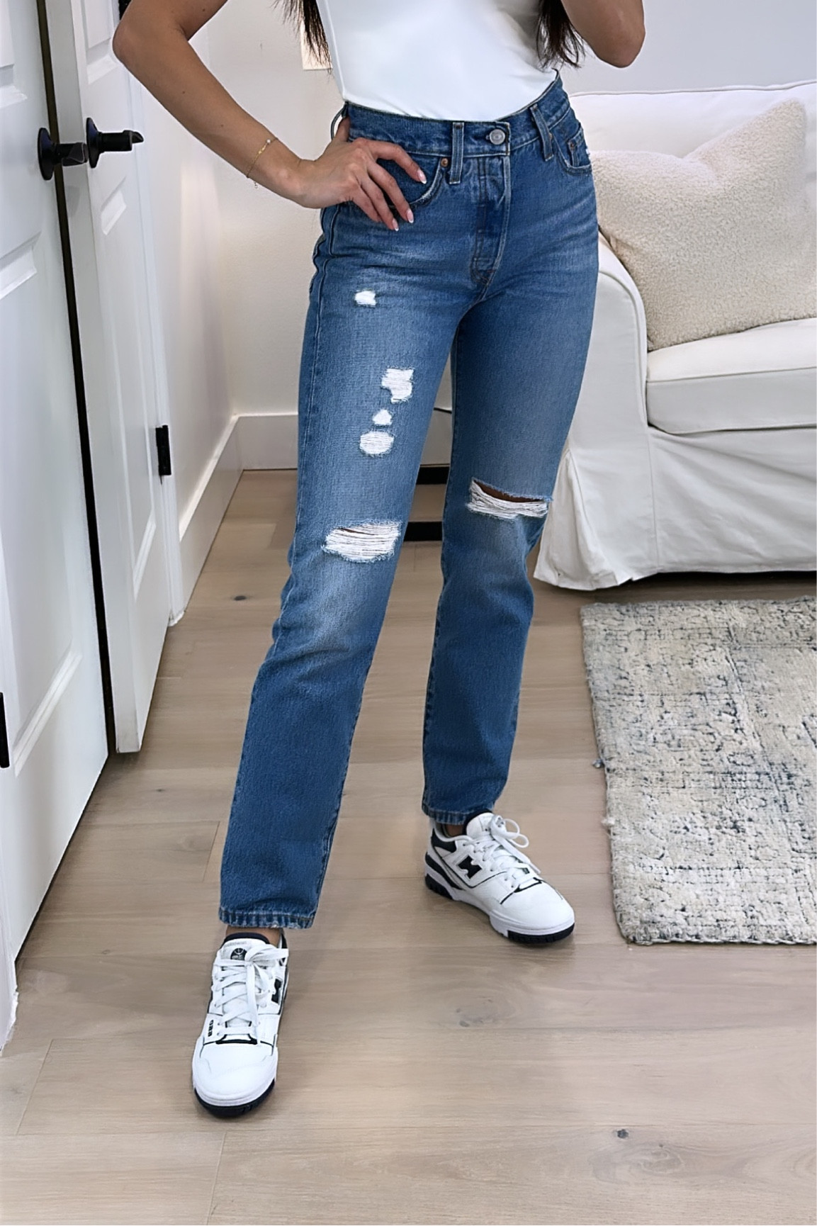 new balance 550 with skinny jeans